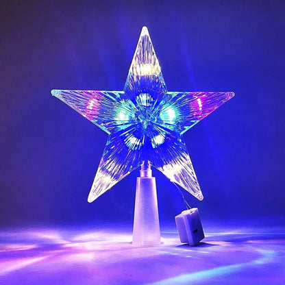 LED Weihnachtsbaum-Spitzenstern 15 cm – Leuchtender Baumtopper aus transparentem Kunststoff | Warmes oder buntes Licht | Perfekte Deko für Zuhause & Weihnachtsfeiern