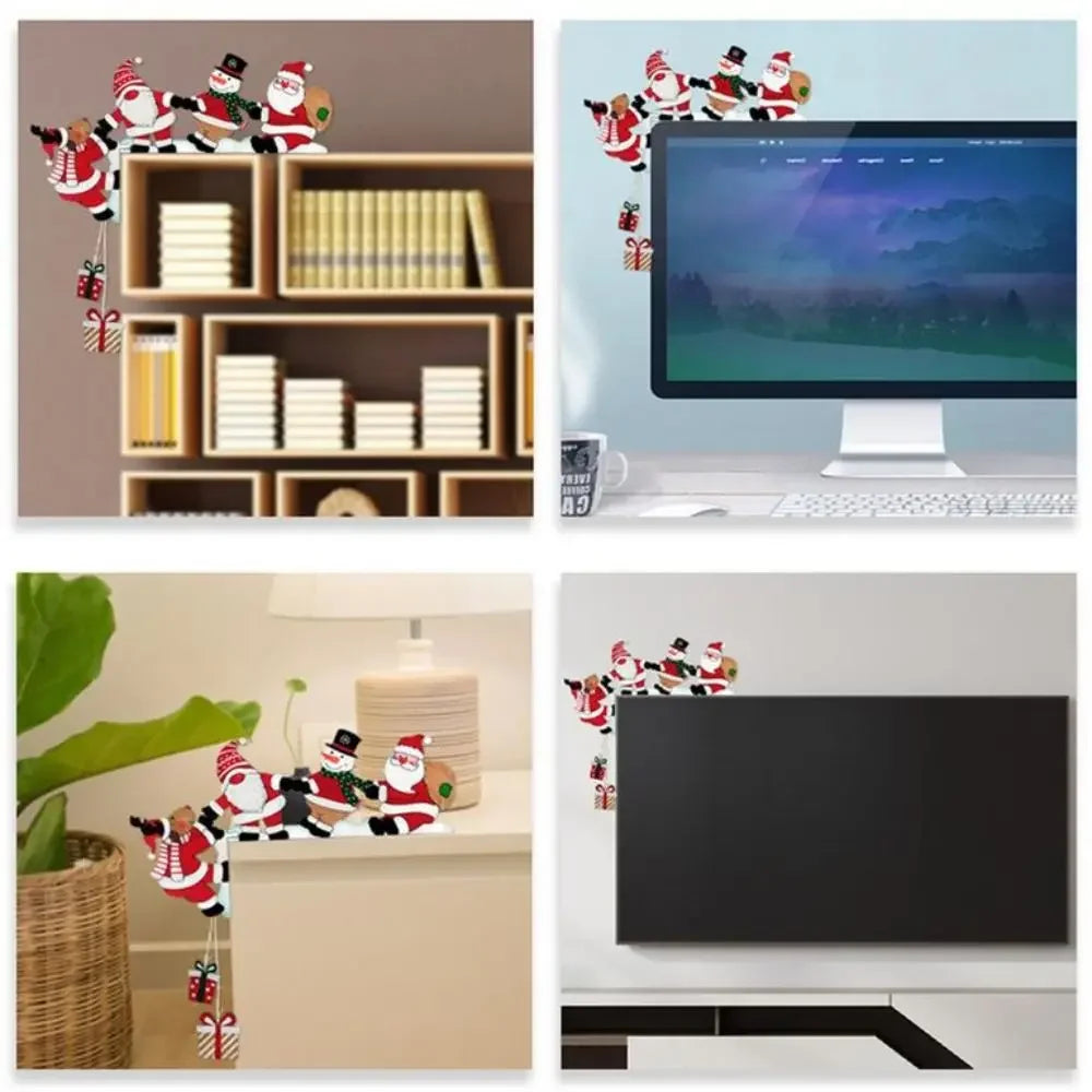 Neue Santa Tür Ecke Dekor Weihnachten Cartoon Tür Rahmen Dekor Schneemann Rentier Holz Anhänger Party Haus Dekor