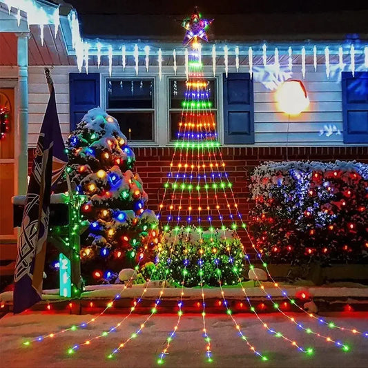 198 LED Stern Wasserfall Lichter Innen/Außen Weihnachten Lichterketten für Weihnachts baum Ornamente Wohnkultur Navidad Geschenke Neujahr