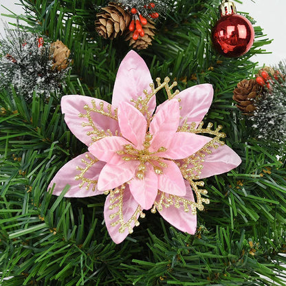 5/10 stücke Künstliche Weihnachten Baum Blume Glitter Dekoration Weihnachten Baum Ornamente Frohe Weihnachten Dekor Für Frohes Neues Jahr Navidad