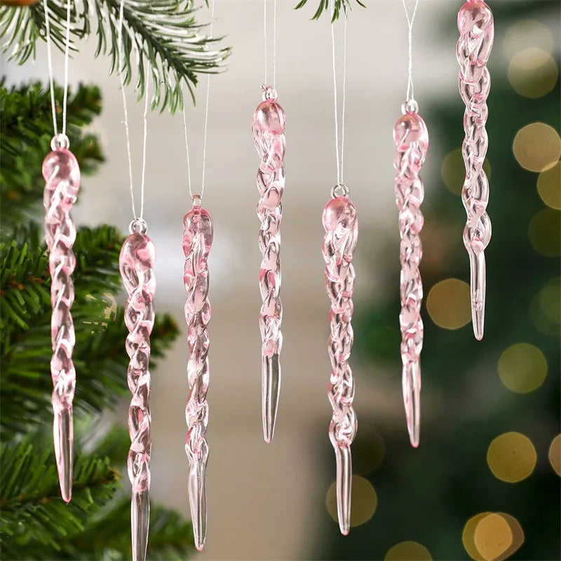 12/24 Stück Kristall Schneeflocke Klar Simulation Eis Anhänger Weihnachtsbaum Hängende Ornamente Winter Thema Party Weihnachten Dekoration