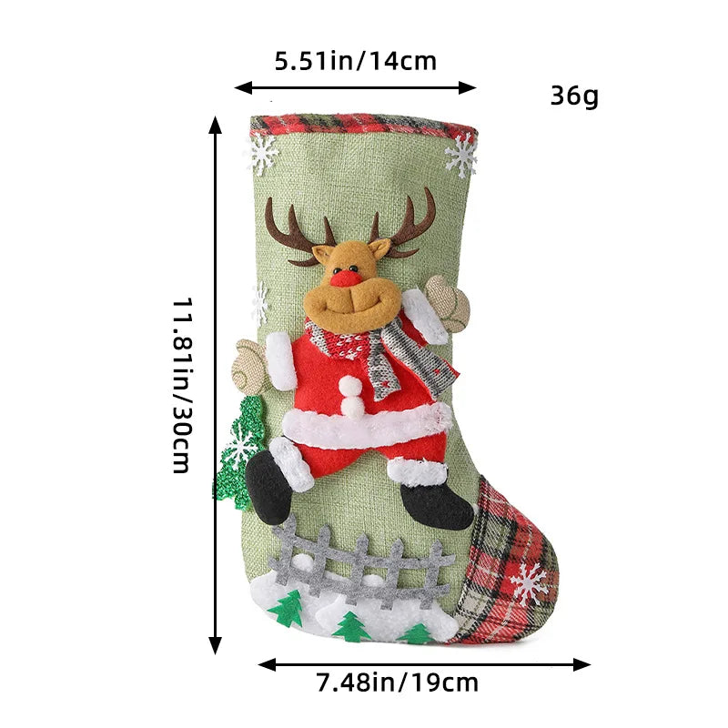 Weihnachtsstrümpfe Set Weihnachtsmann Schneemann Socke Weihnachtsschmuck Plüsch Weihnachtsmann/Schneemann/Bär/Elch für Navidad CandyGift Bag Party