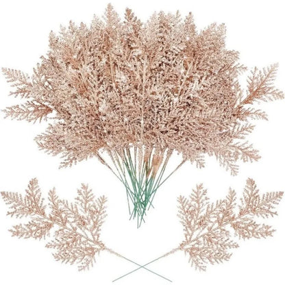 5/10 Stück rosa Glitzer künstliche Beeren Stielstrauß Kiefer Weihnachtsdekoration Picks für Weihnachtsbaumschmuck DIY Kranz Girlande