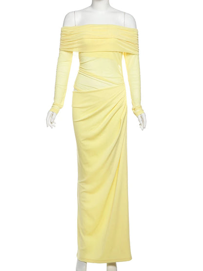 Nibber Sexy Dress Women 2025 Spring Patchwork Mesh Elegant Slash Neck Ruched Fit Chic Birthday Party Festival Vacation Vestidos