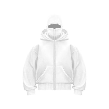 Men and women Y2K Gothic Harajuku winter new item double hooded sweatshirt men's hooded mask zipper sportswear