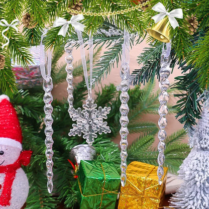 6/2 stücke Kristall Klar Schneeflocke Weihnachten Baum Anhänger Eiszapfen Dekorationen Für Urlaub Winter Party Transparent Hängen Ornament