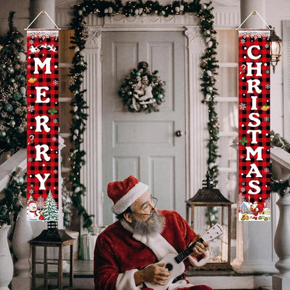 Weihnachtsdekorations-Banner, Weihnachts-Veranda-Türschild, Willkommensbanner für Wand, Zuhause, Party, Dekoration, Weihnachtsdekoration für drinnen und draußen