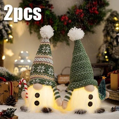 30 cm Leuchtendes gestricktes Zwergenpuppenpaar mit LED-Nachtlicht – Weihnachtsdekoration, Weihnachtsbaum Deko Zuhause, Neujahr Geschenk