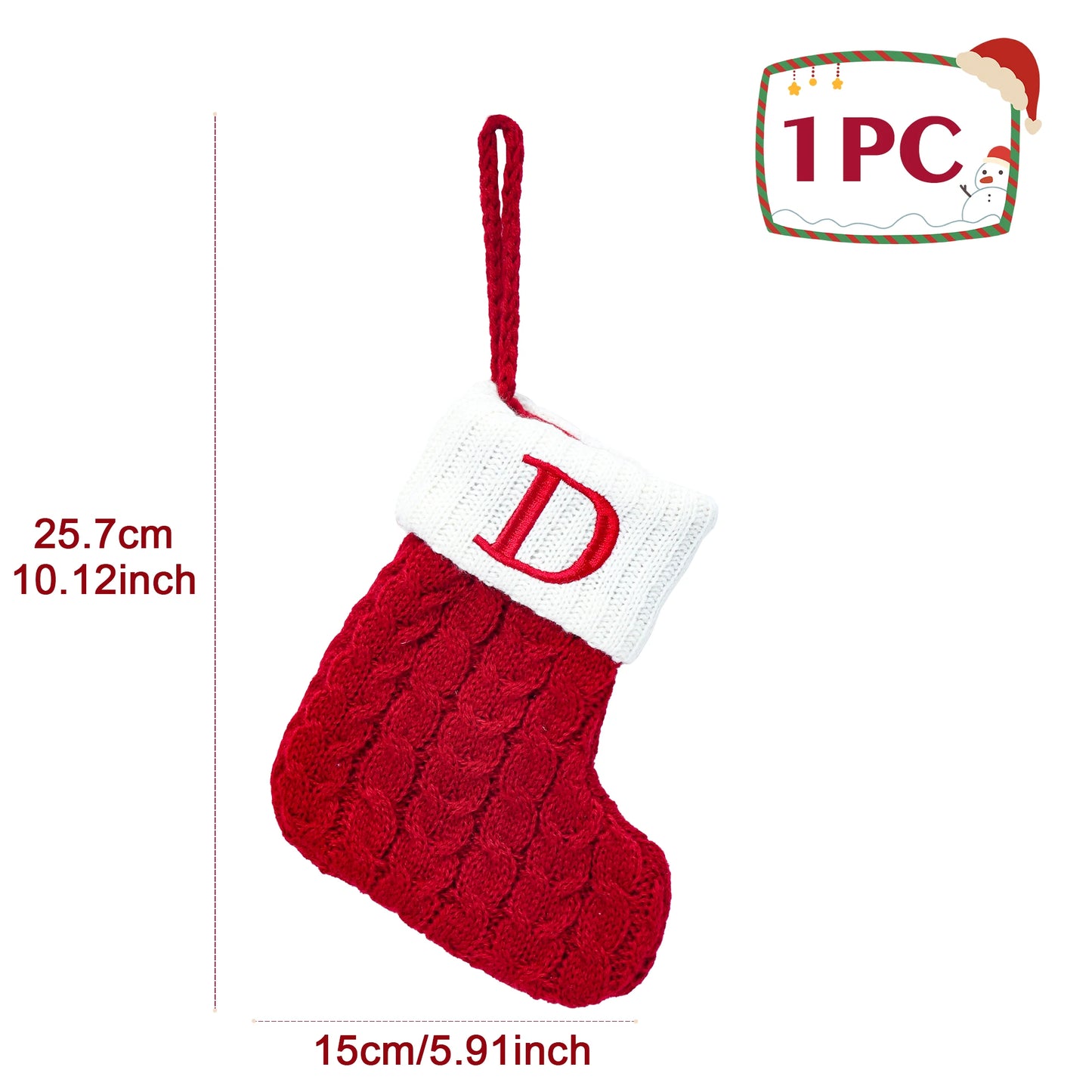Weihnachtssocken Stricken mit Schneeflocken & Buchstaben – Weihnachtsstrumpf Ornament 2025 für Zuhause & Weihnachtsbaum – Geschenk Navidad Natal