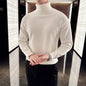 Korean Fashion Autumn Winter Sweaters Men Pullovers Fleece Turtleneck Knitted Sweatshirt Warm Bottoming Shirts
