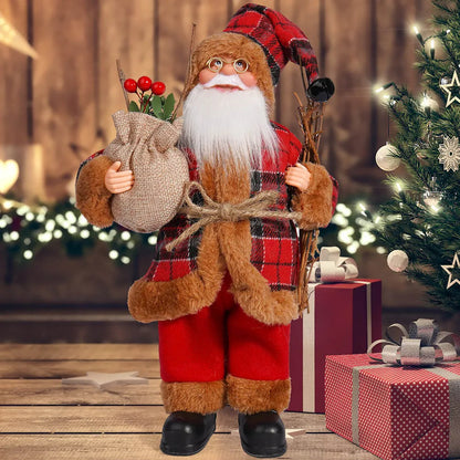 32 cm Weihnachtsmann Figur – Stehende Santa-Puppe für Weihnachten, Festtagsdeko & Party-Ornamente (12 Zoll)