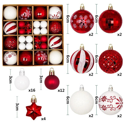 44Pcs 3/6CM Weihnachten Ball – Weihnachtsbaum Dekoration Ornamente für Wohnkultur, Halloween, Neujahr, Navidad Anhänger & Ball Zubehör