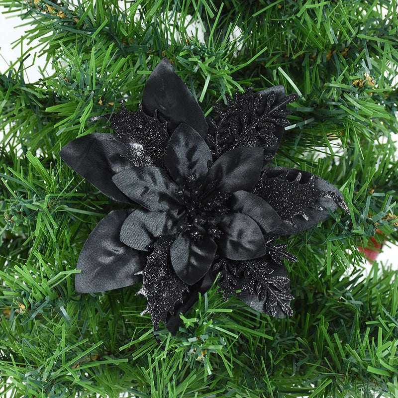 5/10 stücke Künstliche Weihnachten Baum Blume Glitter Dekoration Weihnachten Baum Ornamente Frohe Weihnachten Dekor Für Frohes Neues Jahr Navidad