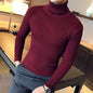 Mens Turtleneck Sweaters Winter Warm Knit Pullover Korean Cotton Solid Color Casual Slim Sweater Male Clothing Bottoming Shirt