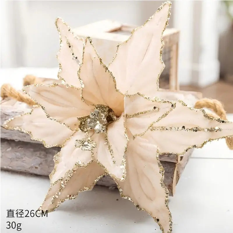 Künstliche Glitzer-Weihnachtsdekoration – Blumen für Weihnachtsbaumschmuck – Gefälschte Blumen – Neujahrs- & Partydekoration – Heimdekoration Weihnachten