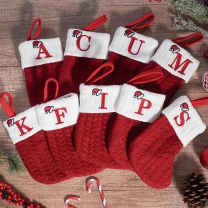 Personalisierte Weihnachts-Stricksocken mit Alphabet – Weihnachtsbaumschmuck & Deko für Zuhause | Navidad & Noel | Festliche Geschenkidee
