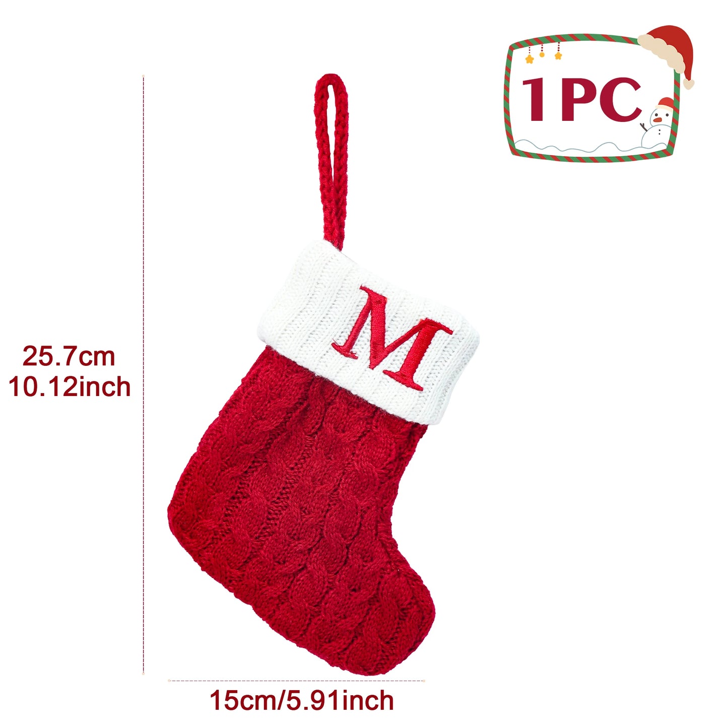Weihnachtssocken Stricken mit Schneeflocken & Buchstaben – Weihnachtsstrumpf Ornament 2025 für Zuhause & Weihnachtsbaum – Geschenk Navidad Natal