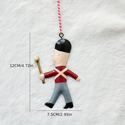 Weihnachtsdekoration, kleiner Anhänger, Soldat, Weihnachtsmann, doppelseitiges Eisenblech, Eisenkunst, Weihnachtsdekoration, Anhänger