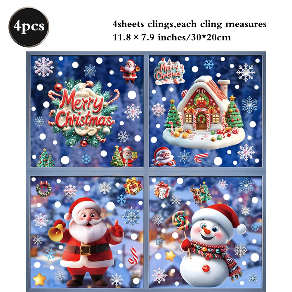 Weihnachten Fenster Statische Klampft Schneemann Santa Claus Schneeflocke Rentier Nette Weihnachten Dekoration Aufkleber Aufkleber Hause Ornamente Liefert