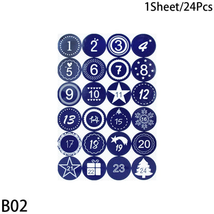 1/3/5 Blatt Weihnachten Adventskalender Aufkleber – Weihnachtscountdown Geschenkverpackung Etiketten, Frohe Weihnachten Party Dekoration, Neujahr