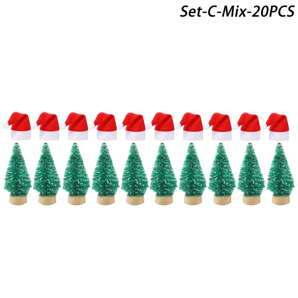 Mini-Weihnachtsmütze & Mini-Schal – Rot/Grün – Festliche Deko zum Aufhängen, für DIY, Lutscherflaschen, Fingerhüte & Weihnachtsfeiern