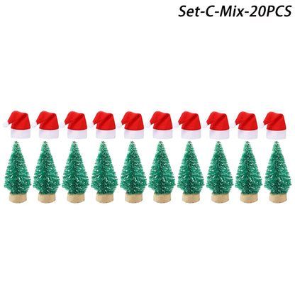 Mini-Weihnachtsmütze & Mini-Schal – Rot/Grün – Festliche Deko zum Aufhängen, für DIY, Lutscherflaschen, Fingerhüte & Weihnachtsfeiern