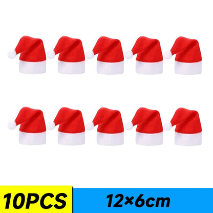 Mini-Weihnachtsmütze & Mini-Schal – Rot/Grün – Festliche Deko zum Aufhängen, für DIY, Lutscherflaschen, Fingerhüte & Weihnachtsfeiern