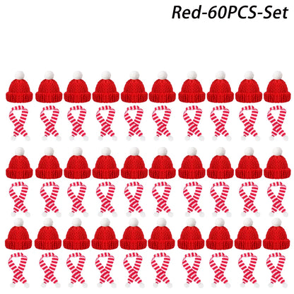 Mini-Weihnachtsmütze & Mini-Schal – Rot/Grün – Festliche Deko zum Aufhängen, für DIY, Lutscherflaschen, Fingerhüte & Weihnachtsfeiern