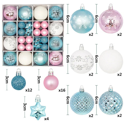 44Pcs 3/6CM Weihnachten Ball – Weihnachtsbaum Dekoration Ornamente für Wohnkultur, Halloween, Neujahr, Navidad Anhänger & Ball Zubehör