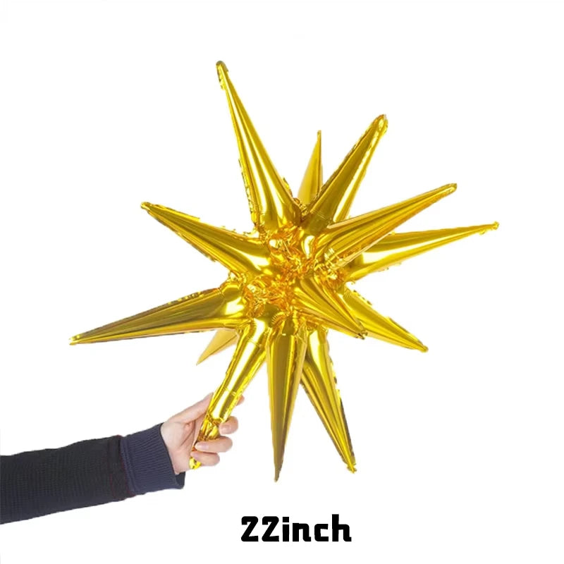 2/5/10 Stück Starburst Luftballons – Roségold, Silber, Gold – 22 Zoll Explosion Stern Folienballons für Geburtstag, Hochzeit & Partydekoration