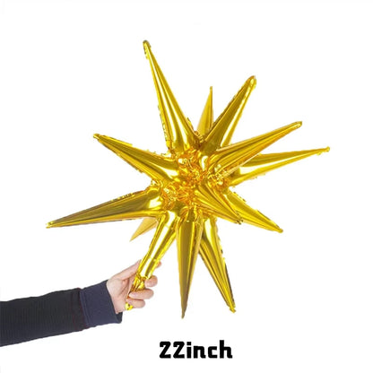 2/5/10 Stück Starburst Luftballons – Roségold, Silber, Gold – 22 Zoll Explosion Stern Folienballons für Geburtstag, Hochzeit & Partydekoration