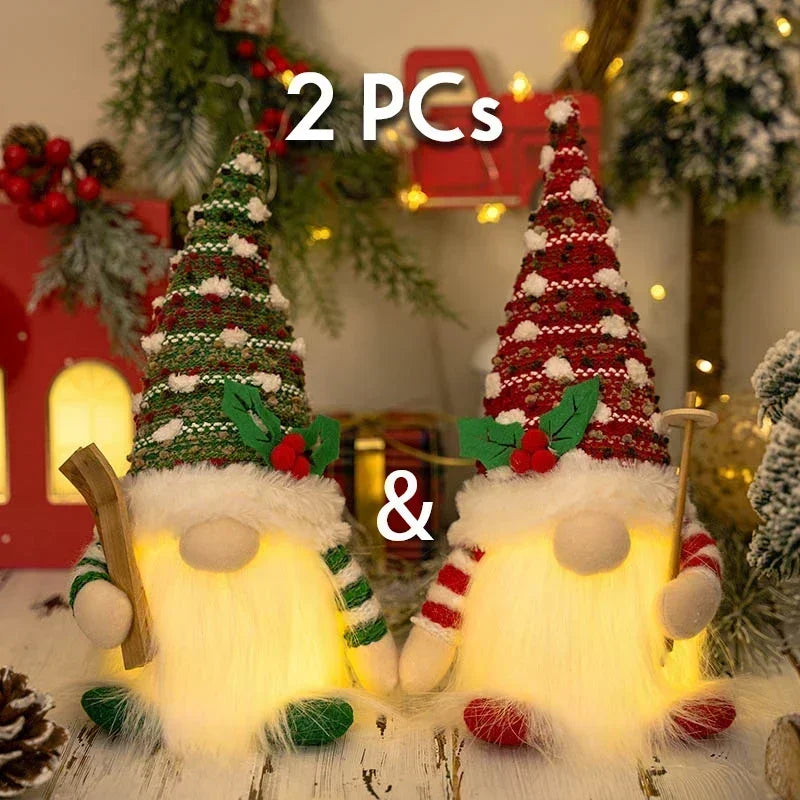 30 cm Leuchtendes gestricktes Zwergenpuppenpaar mit LED-Nachtlicht – Weihnachtsdekoration, Weihnachtsbaum Deko Zuhause, Neujahr Geschenk