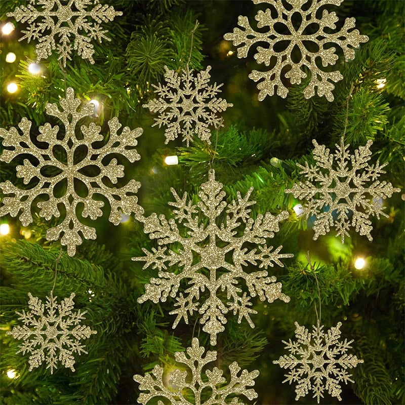 12 Stücke Papier Schneeflocken Weihnachtsbaum Dekorationen Anhänger Ornamente Glitter Weiße Schneeflocken Innen Winter Zuhause Neujahr Dekor