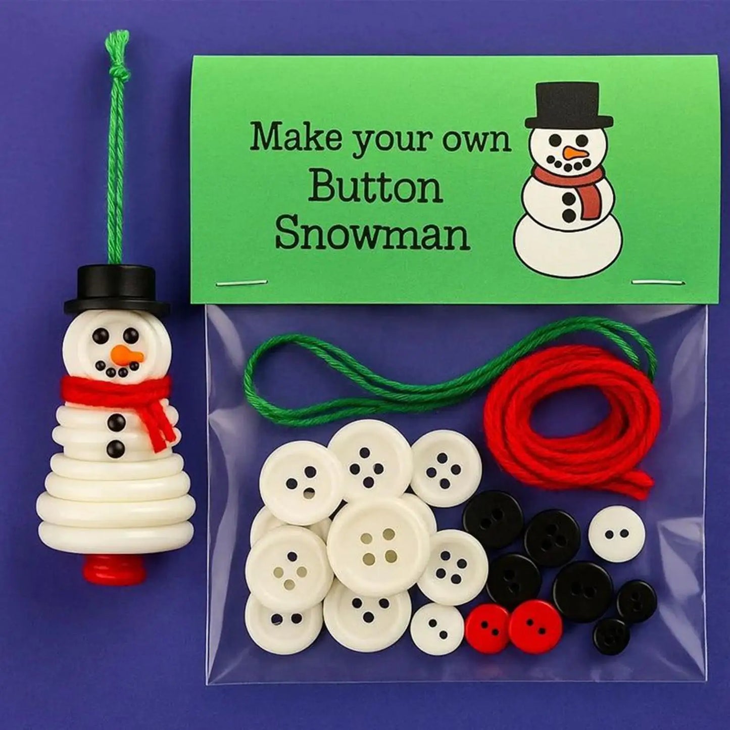 DIY Knopf-Weihnachtsbaum-Ornament-Set – handgemachte Schneemann-Bastelsets für festliche Weihnachtsbaumdekoration und Partydeko