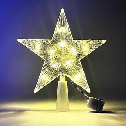LED Weihnachtsbaum-Spitzenstern 15 cm – Leuchtender Baumtopper aus transparentem Kunststoff | Warmes oder buntes Licht | Perfekte Deko für Zuhause & Weihnachtsfeiern