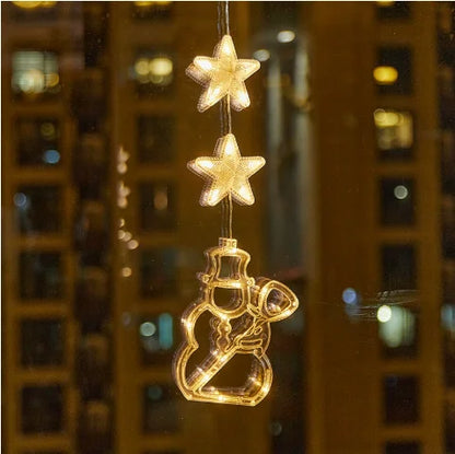 Weihnachten LED Saugnapf Lichter – Santa Claus, Schneeflocke & Elch Fenster Dekoration für Weihnachten & Neujahr Navidad