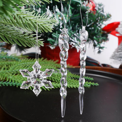 Kristallklare Schneeflocke Acryl Eis Anhänger Weihnachtsbaum hängende Ornamente Eiszapfen Wassertropfen Dekoration für Weihnachten Winter Party