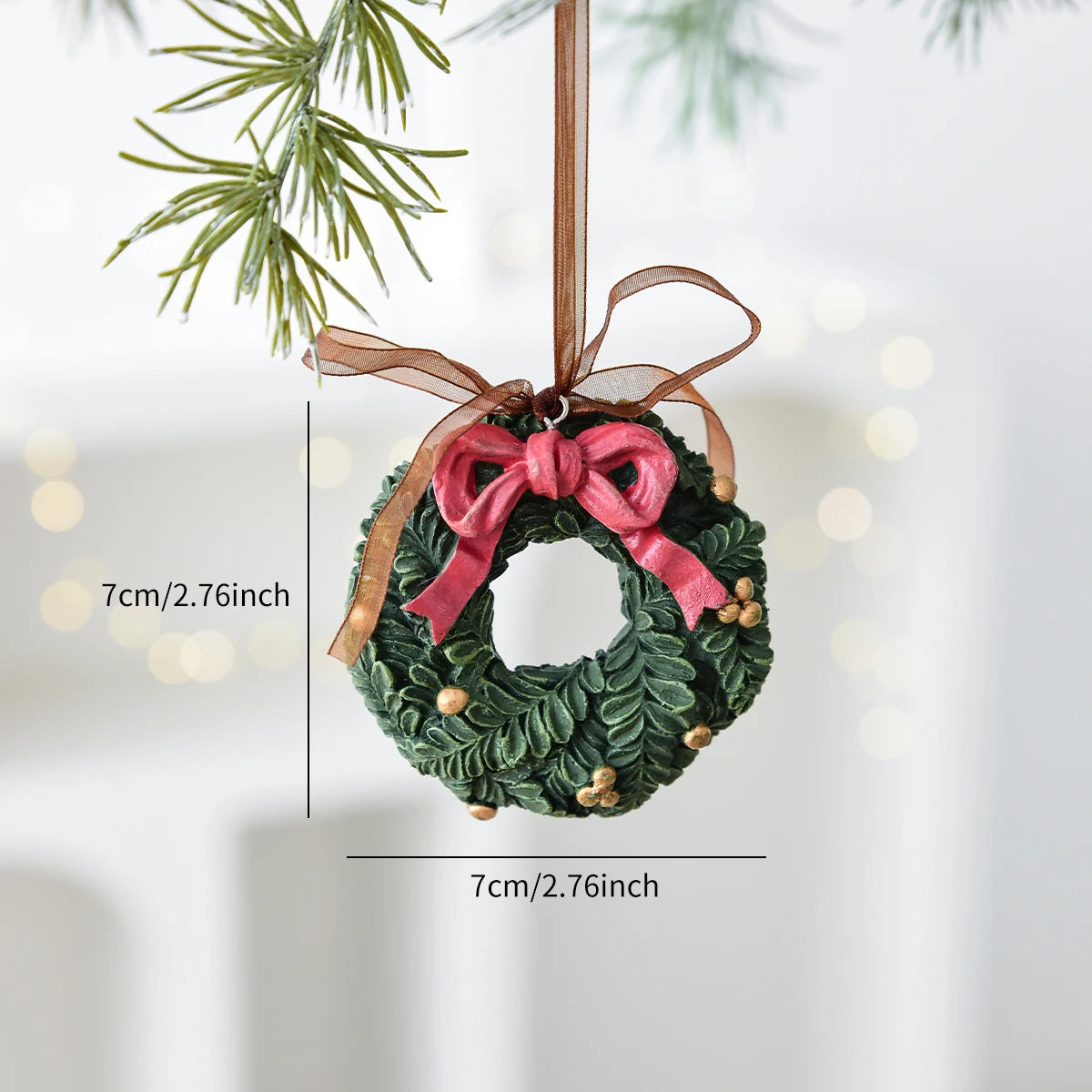 1 weihnachtlicher Schaukelpferdekranz aus Kunstharz, dekorativer Anhänger für Fensterdekorationen für den Innenbereich, festliche Party-Ornamente