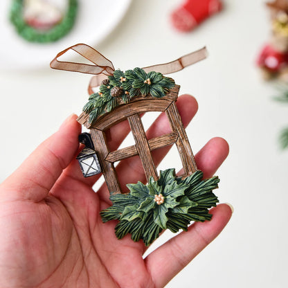 1 weihnachtlicher Schaukelpferdekranz aus Kunstharz, dekorativer Anhänger für Fensterdekorationen für den Innenbereich, festliche Party-Ornamente