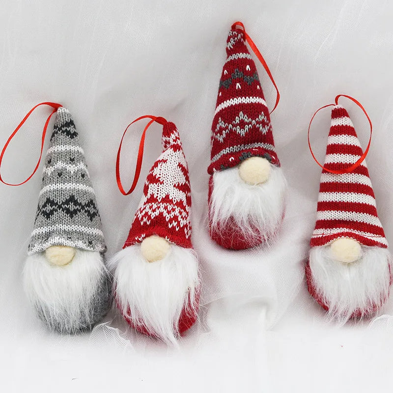 4 Stück (15,5 cm) Gesichtslose Personen-Dekorationsanhänger – Weihnachtsdeko Puppen, Fensterdisplay, Foto-Requisiten, DIY Weihnachtsbaumschmuck