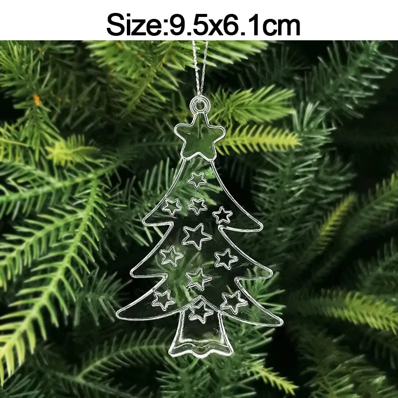 5 stücke Weihnachten Home Dekorationen Kristall Acryl Ornamente Schneeflocke Elch Weihnachten Baum Hängen Anhänger Navidad 2025 Neue Jahr Geschenk