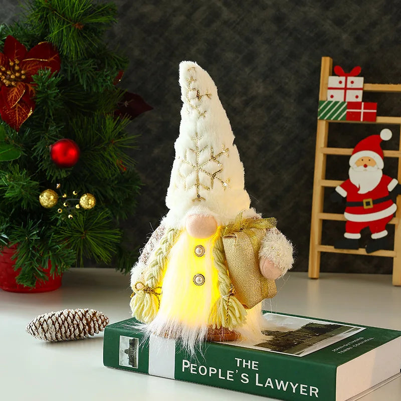 30 cm Leuchtendes gestricktes Zwergenpuppenpaar mit LED-Nachtlicht – Weihnachtsdekoration, Weihnachtsbaum Deko Zuhause, Neujahr Geschenk