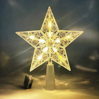 LED Weihnachtsbaum-Spitzenstern 15 cm – Leuchtender Baumtopper aus transparentem Kunststoff | Warmes oder buntes Licht | Perfekte Deko für Zuhause & Weihnachtsfeiern