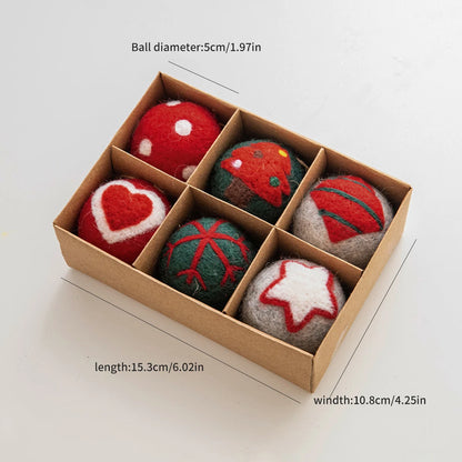 6 Weihnachtsdekorationen – Filzkugeln, kleine hängende Weihnachtsschneeflocken, Schneemann-Girlande, Weihnachtsbaumschmuck & Weihnachtsgeschenke