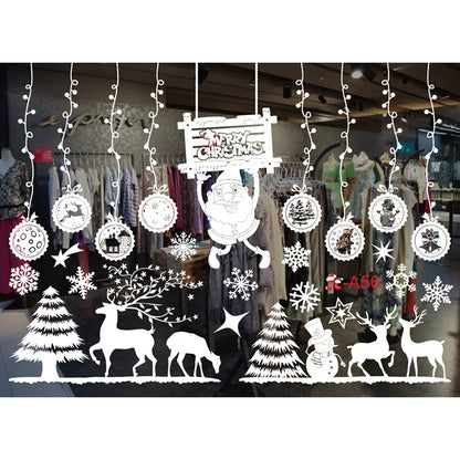 Weihnachtliche Schneeflocken Fensteraufkleber – Rentier & Weihnachtsmann | Elektrostatische Deko für Fenster | Weihnachts- & Neujahrsdeko