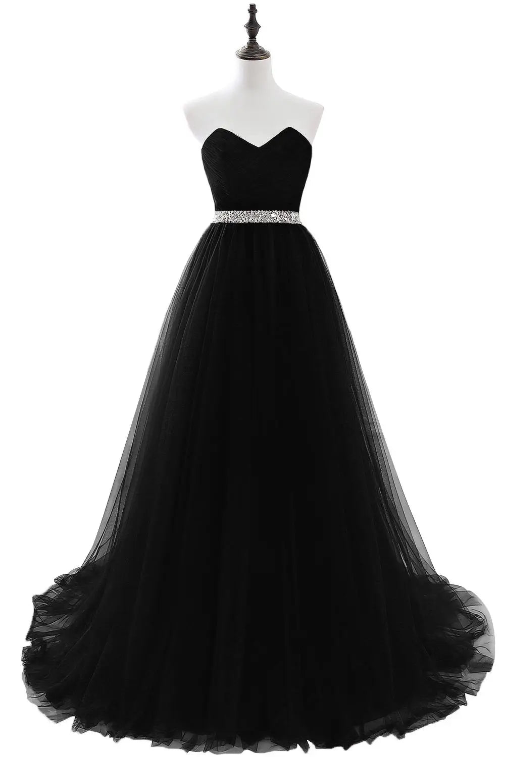 Misshow Elegant Sweetheart Ball Gown Tulle Prom Dress Vintage Style Off Shoulder Chic Evening Party Dresses with Sequin Belt