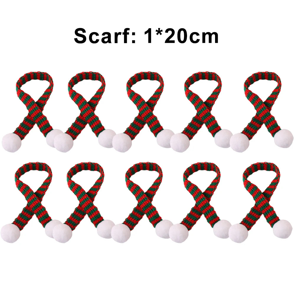 Mini Weihnachtsmütze und Schal Set – kleines Strick-Weihnachtskostüm für Katzen, Kaninchen, Puppen, Flaschenverschluss, DIY, Partydeko