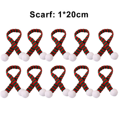 Mini Weihnachtsmütze und Schal Set – kleines Strick-Weihnachtskostüm für Katzen, Kaninchen, Puppen, Flaschenverschluss, DIY, Partydeko