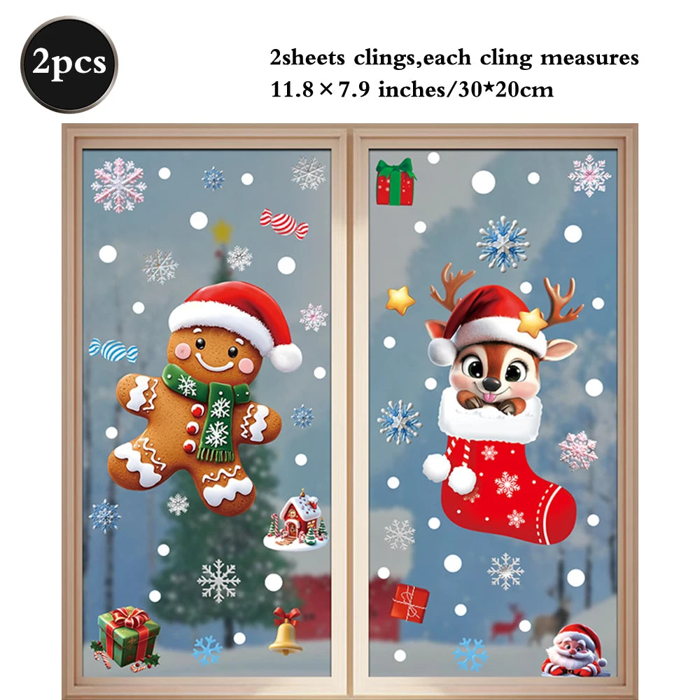 Weihnachten Fenster Statische Klampft Schneemann Santa Claus Schneeflocke Rentier Nette Weihnachten Dekoration Aufkleber Aufkleber Hause Ornamente Liefert
