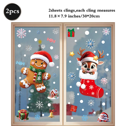 Weihnachten Fenster Statische Klampft Schneemann Santa Claus Schneeflocke Rentier Nette Weihnachten Dekoration Aufkleber Aufkleber Hause Ornamente Liefert